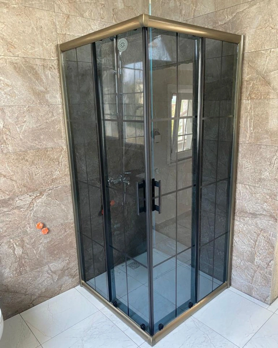 Pool Serisi Bronz Profilli Şeffaf Cam Duşakabin - Görsel 2