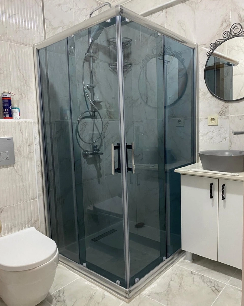 Pool Serisi Siyah Profilli Füme Cam Duşakabin - Görsel 1