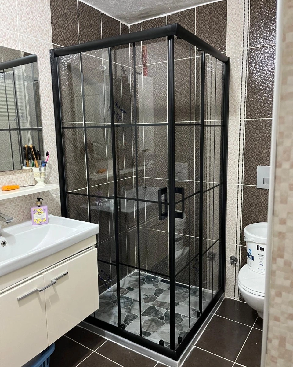 Pool Serisi Siyah Profilli Karolajlı Cam Duşakabin  ( 3 ) - Görsel 3